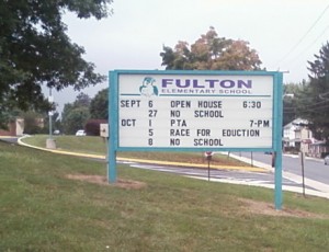 Fulton Elementary School sign error